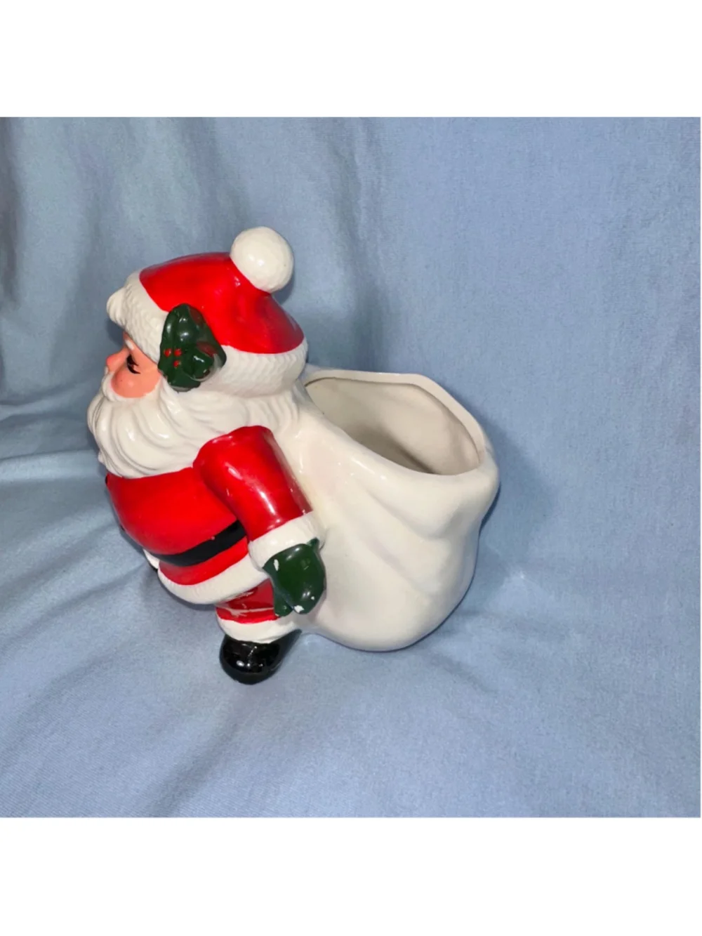 Vintage Mid Century Dickson Ceramic Santa with Original Christmas Arrangement